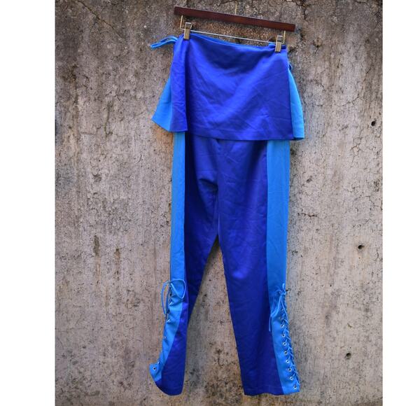 Tyler McGillivary Two-Tone Blue Lace-Up Flare Pants – Size L, NWT - Picture 1 of 6